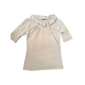 Velvet Aqua Colored Shawl Collar Tee - Small